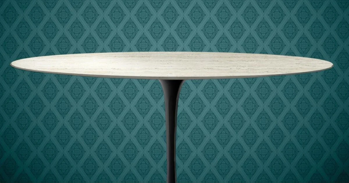Tavolo Tulip Eero Saarinen H 74 Ovale in Ceramica Marmorio Made in Italy - Scarlet