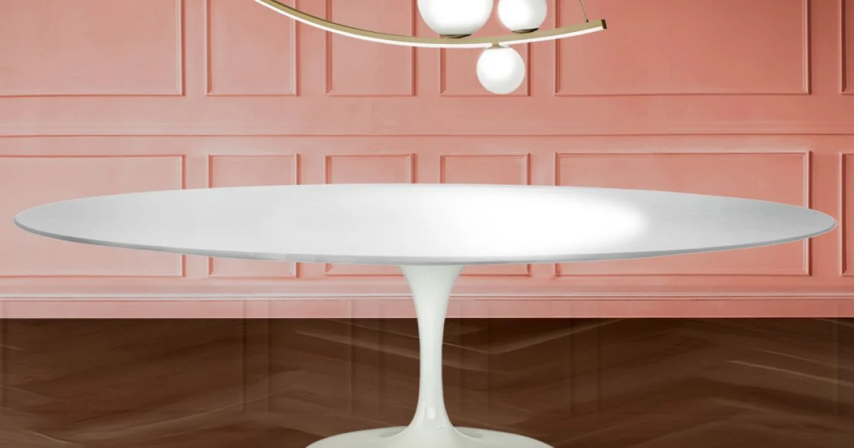 Tavolo Tulip Eero Saarinen H 74 Ovale in laminato Liquido Made in Italy - Scarlet