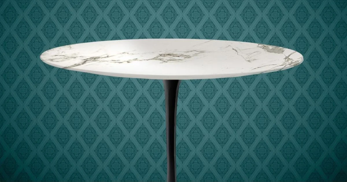 Tavolo Tulip Eero Saarinen H 74 Rotondo in Ceramica Aura 22 Made in Italy - Scarlet