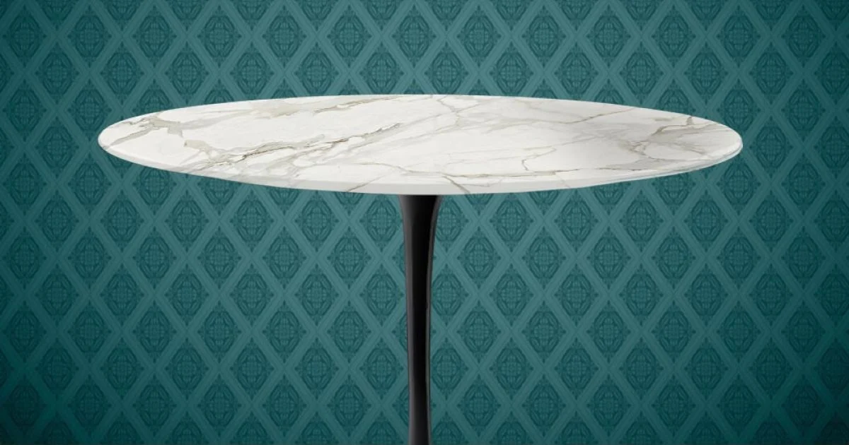 Tavolo Tulip Eero Saarinen H 74 Rotondo in Ceramica Lucid Made in Italy - Scarlet