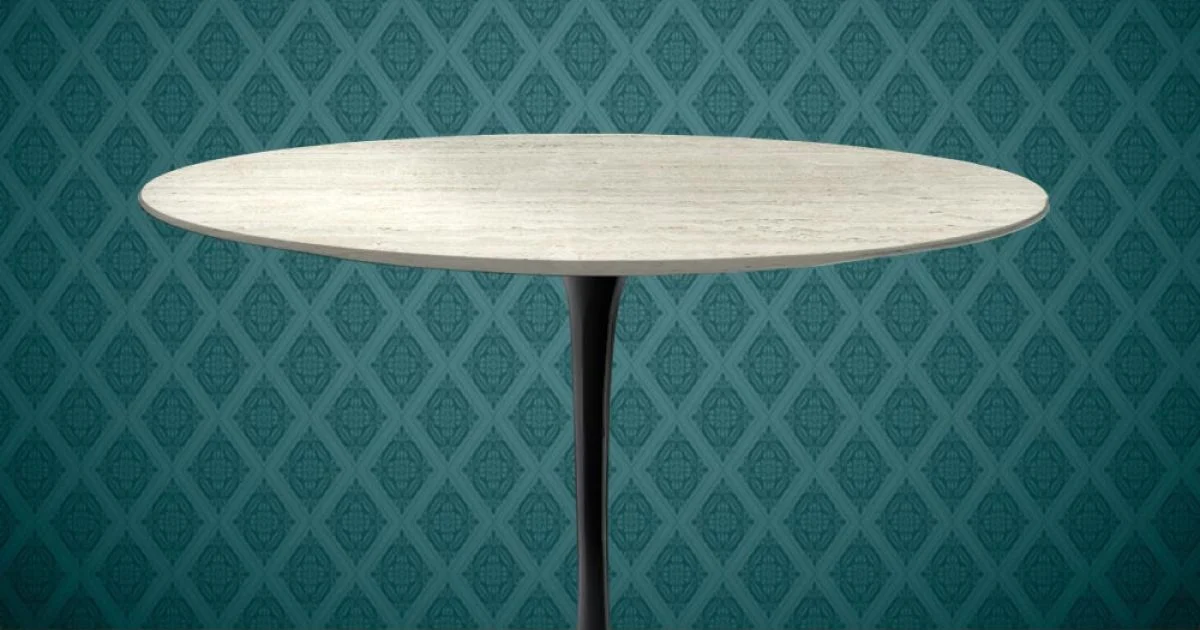 Tavolo Tulip Eero Saarinen H 74 Rotondo in Ceramica Marmorio Made in Italy - Scarlet