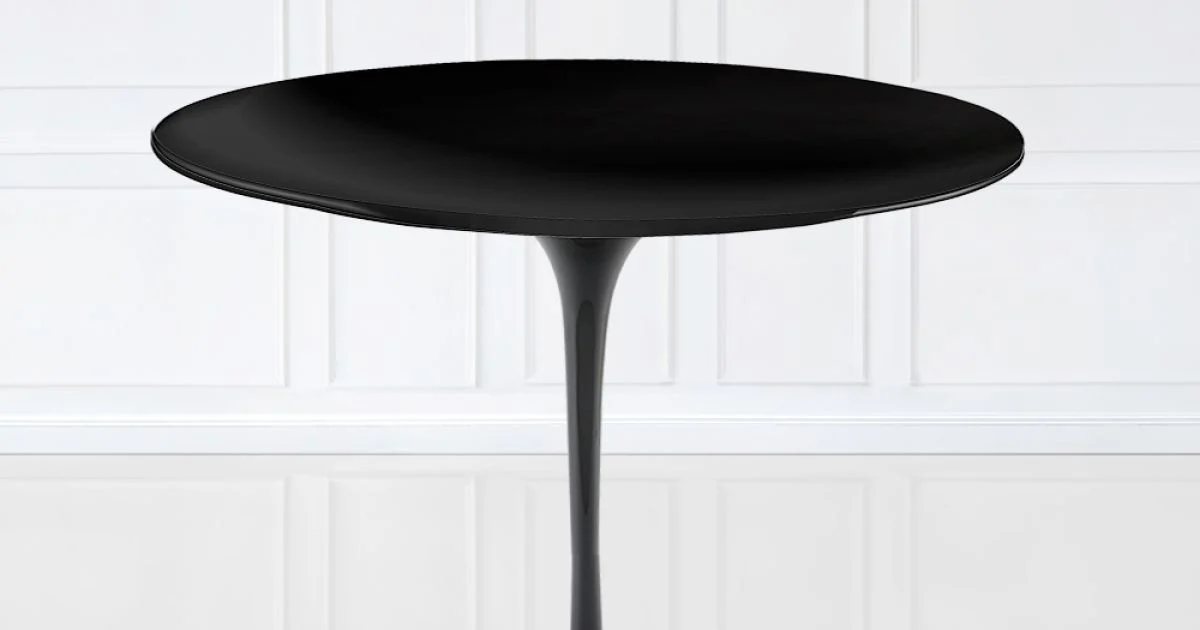 Tavolo Tulip Eero Saarinen H 74 con Piano in Laminato Liquido Nero Made in Italy - Scarlet