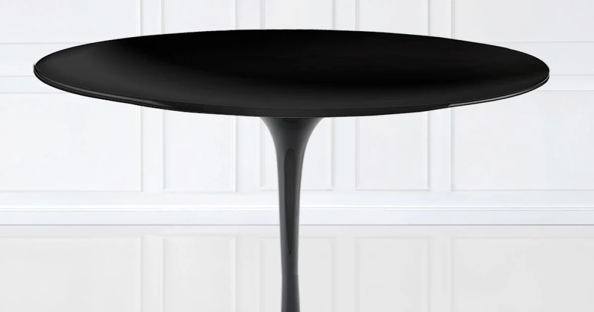 Tavolo Tulip Eero Saarinen H 74 con Piano in MDF Laminato Liquido Nero - Scarlet