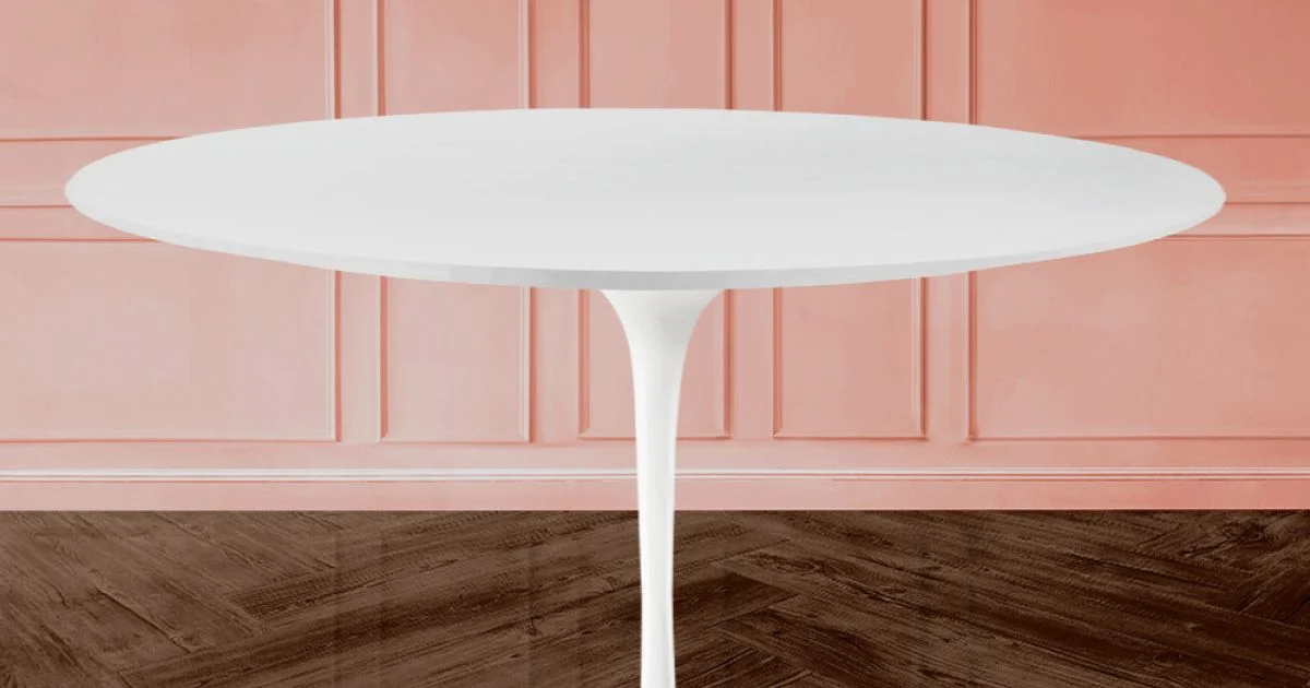 Tavolo Tulip Eero Saarinen H 74 Ovale in Laminato Liquido Bianco Made in Italy - Scarlet