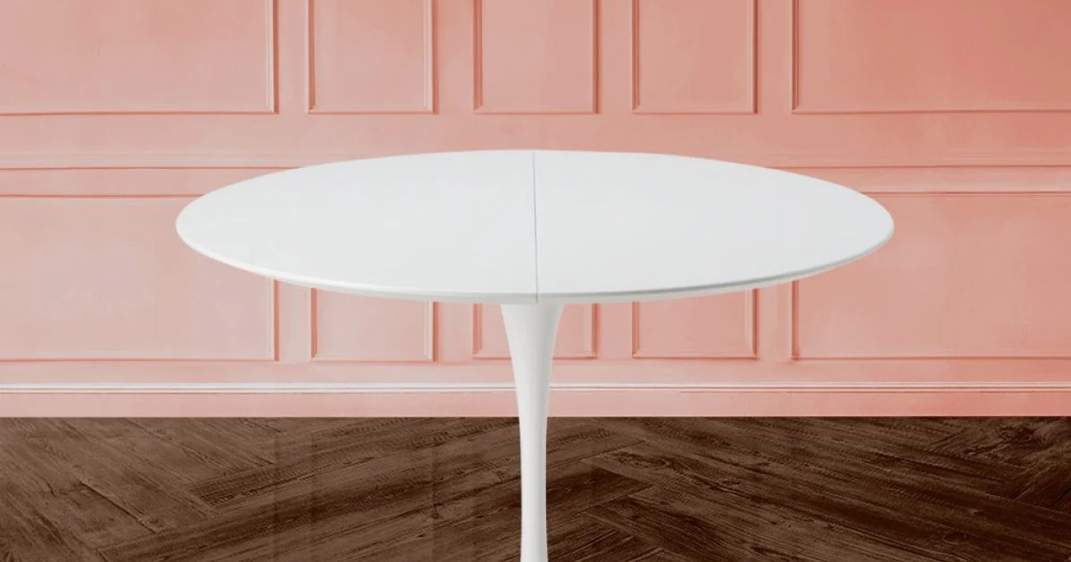 Tavolo Tulip Saarinen H 74 Allungabile in Laminato Liquido Bianco Made in Italy - Scarlet