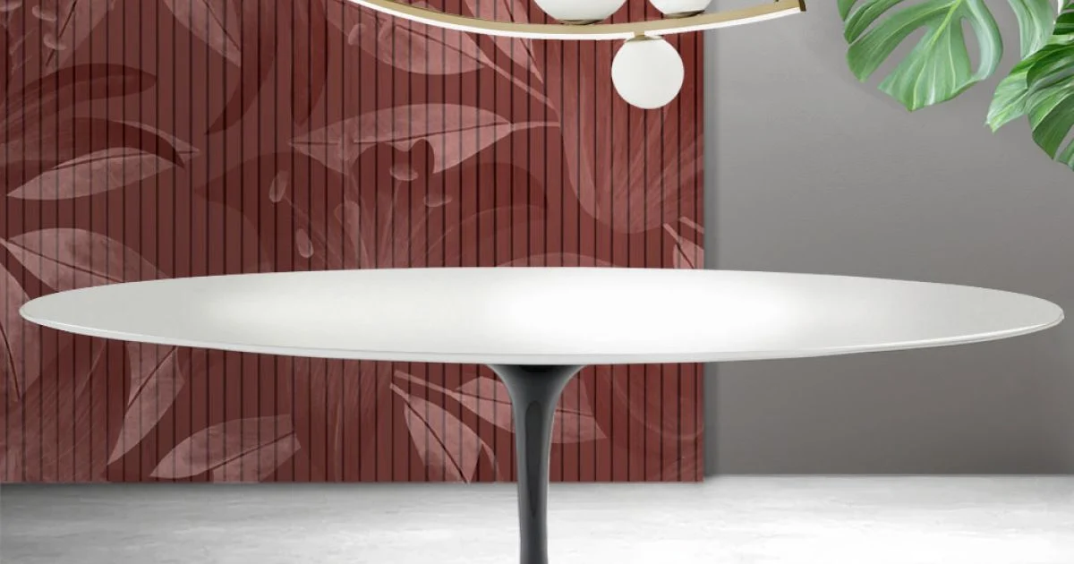 Tavolo Tulip Saarinen H 74 cm in Ceramica Florim Bianca - Scarlet