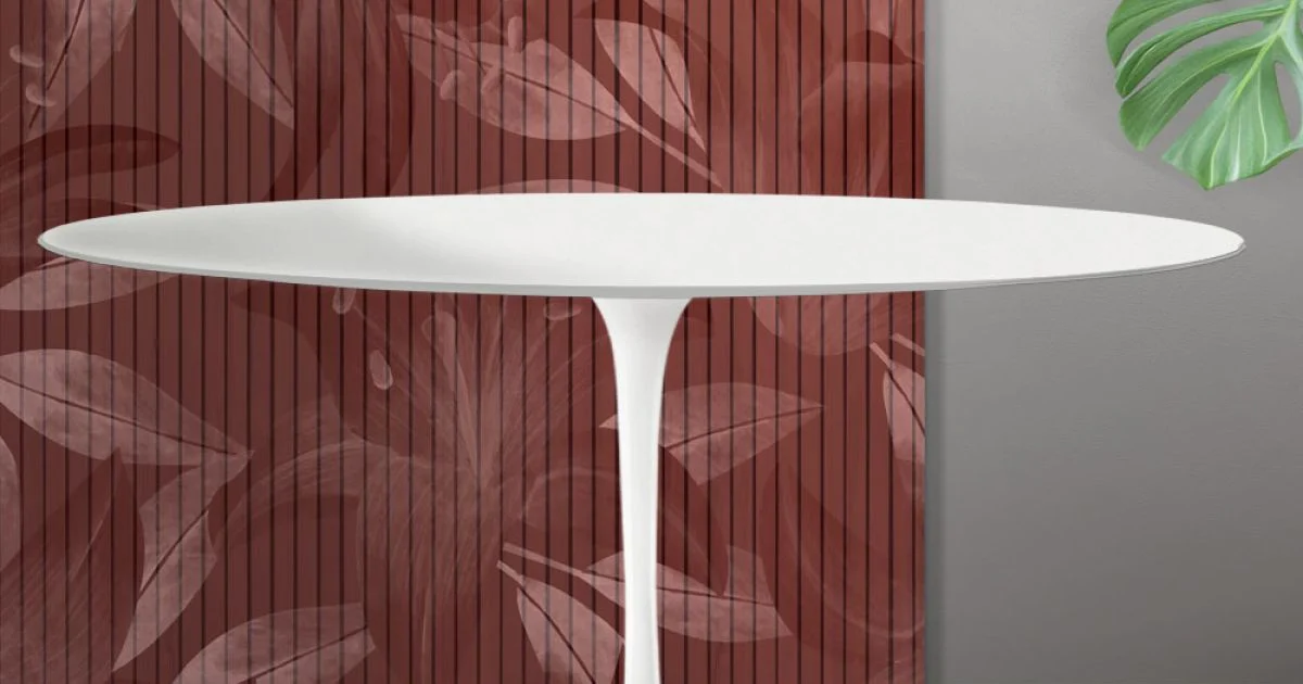 Tavolo Tulip Saarinen H 74 cm Rotondo in Ceramica Florim Bianca - Scarlet