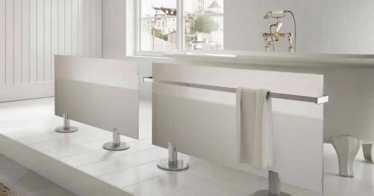 Termoarredo elettrico da pavimento design moderno in vetro bianco Star