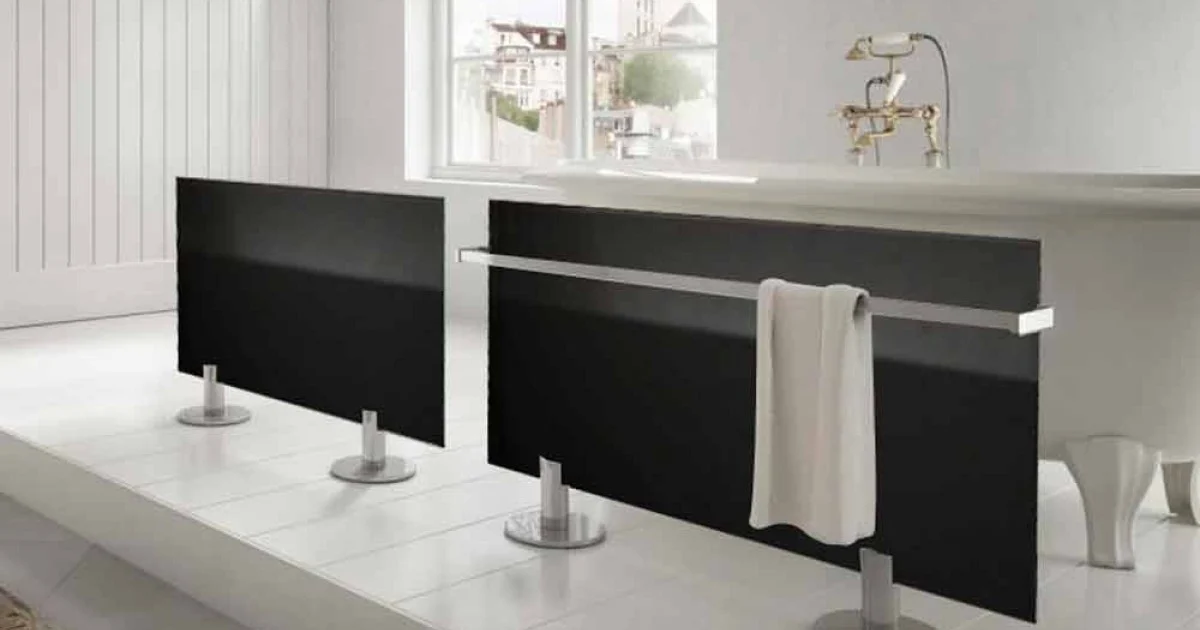 Termoarredo elettrico da pavimento design moderno in vetro nero Star