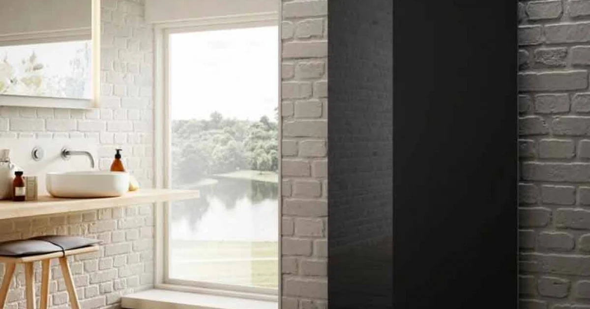 Termoarredo elettrico in vetro nero design moderno Star,made in Italy