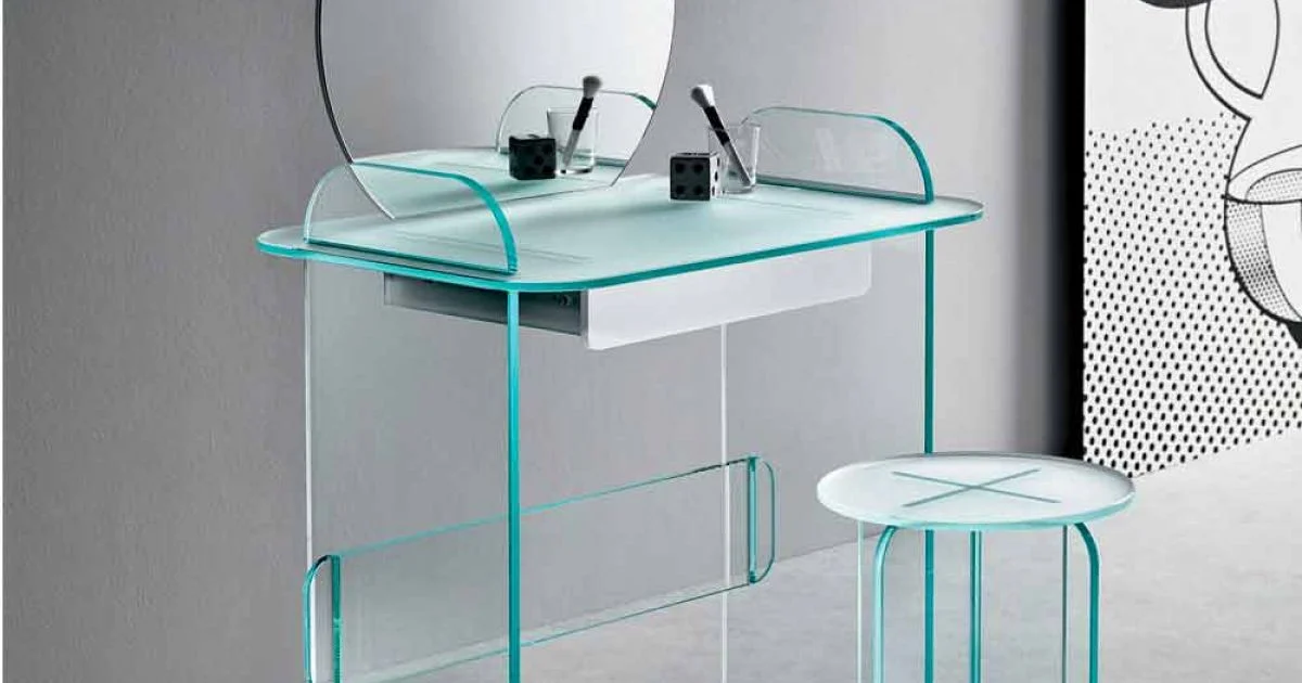Toeletta da Trucco con Specchio e Cassetto in Vetro 3 Finiture - Salvie
