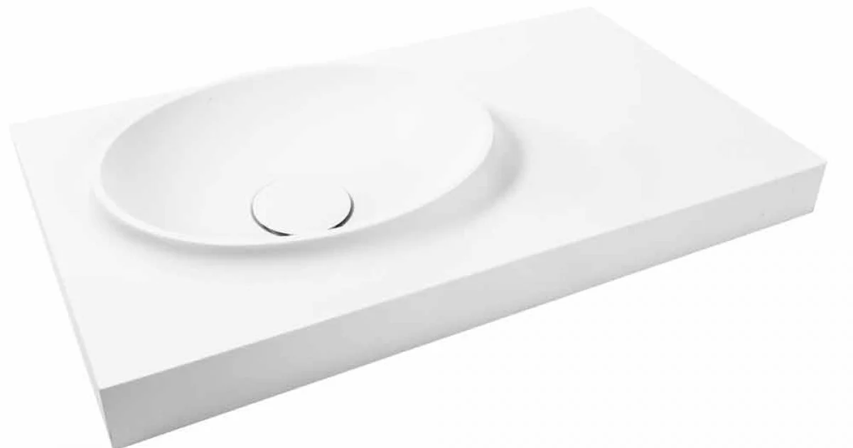 Top in Solid Surface sospeso con lavabo integrato Arona