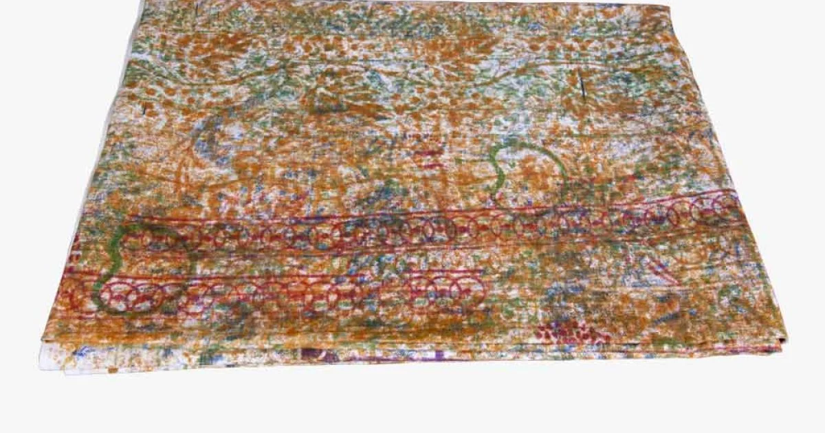 Tovaglia d'Arte Italiana con Disegno Stampato a Mano in Cotone Pezzo Unico