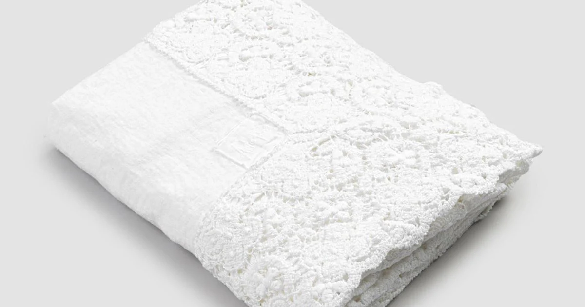 Tovaglia Rettangolare in Lino e Pizzo in Cotone Design Lusso Italiano - Olimpia