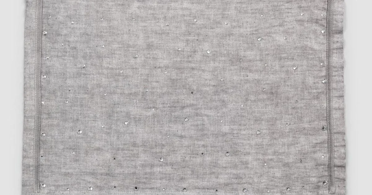 Tovagliette Americane Colazione in Lino Grigio con Cristalli 2 Pezzi - Macanno
