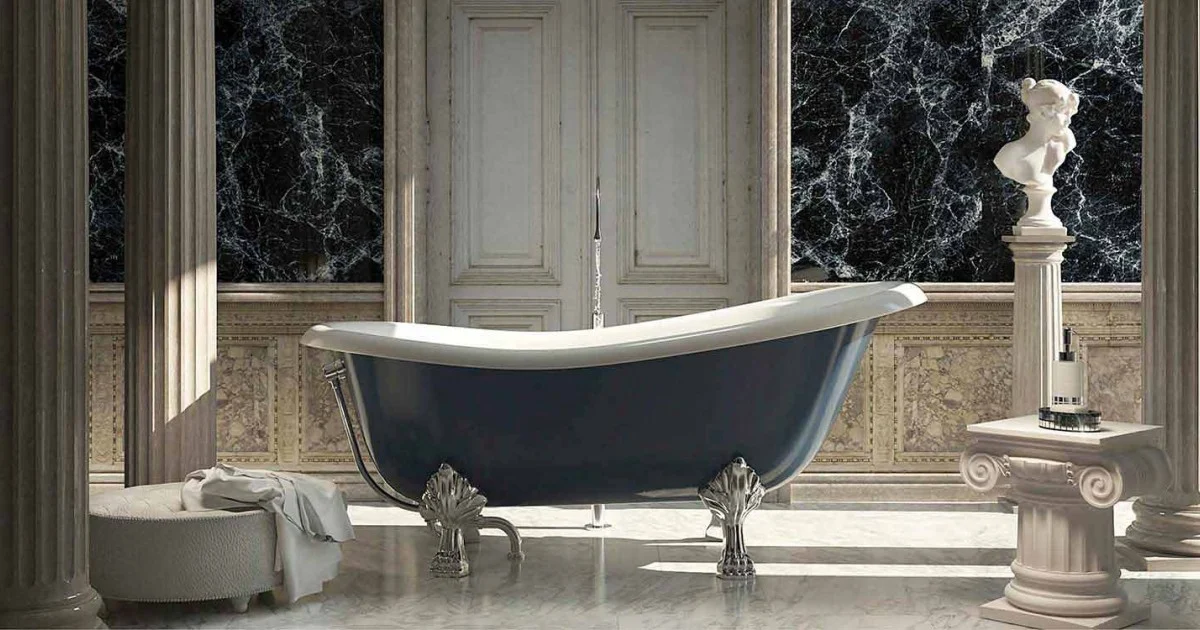 Vasca in resina blu freestanding di design classico, Fregona