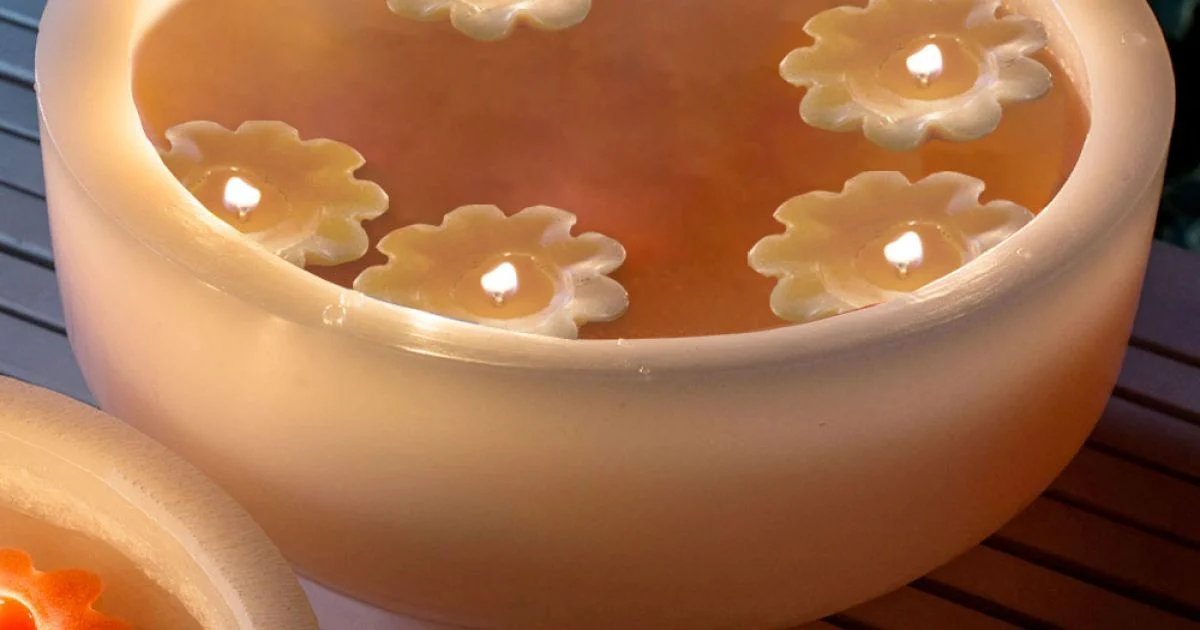 Vasca Rotonda in Cera con Candele Galleggianti Colorate Made in Italy - Utina