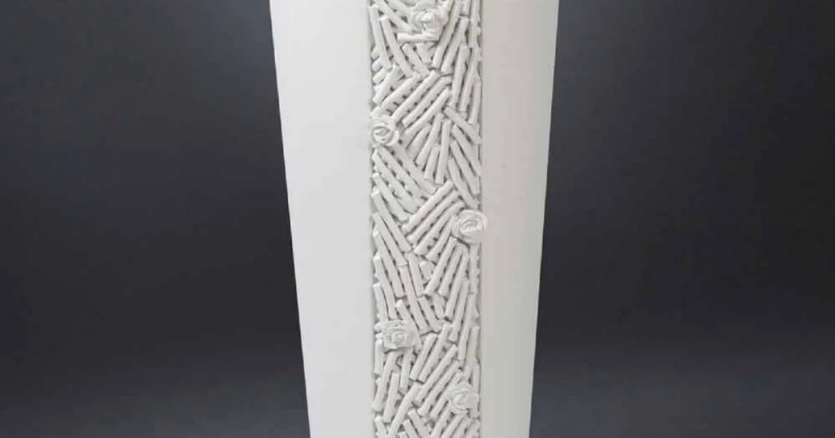 Vaso Alto da Interno in Ceramica Bianca con Decoro Made in Italy - Calisto