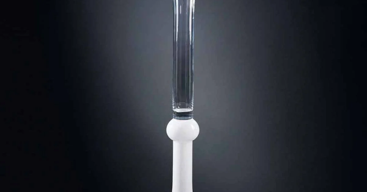 Vaso Alto da Interno in Vetro Trasparente e Bianco Made in Italy - Ludovico