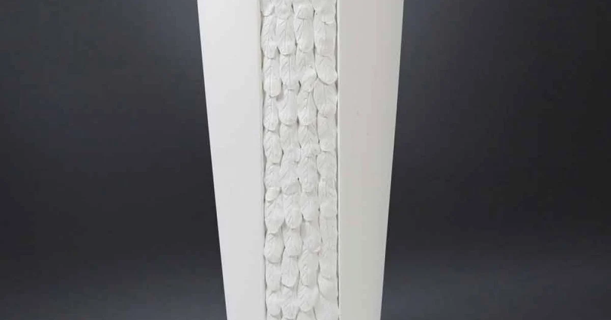 Vaso Alto Decorativo in Ceramica Bianca con Decoro Made in Italy - Calisto
