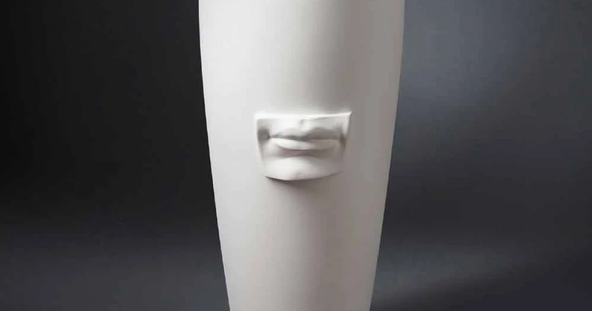 Vaso Alto in Ceramica Bianca Lavorata a Mano con Decoro Made in Italy - Capuano