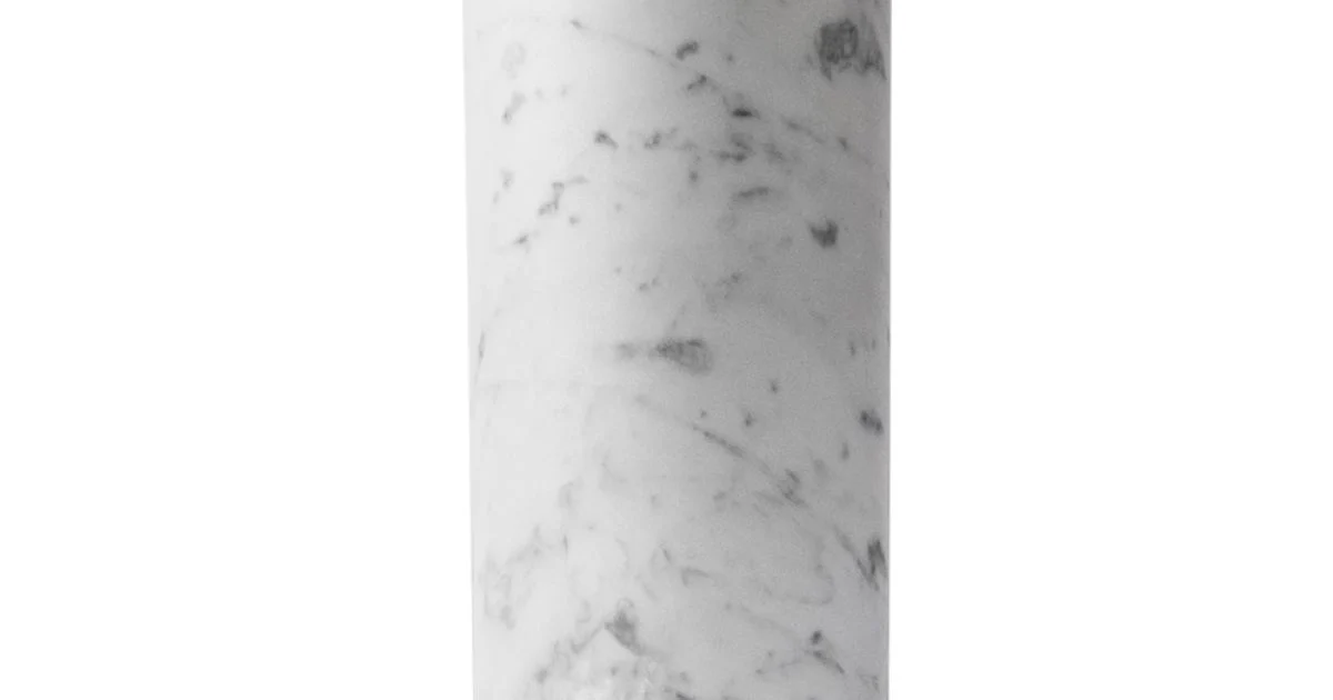Vaso Cilindrico Marmo Bianco di Carrara Satinato Design Italiano - Murillo
