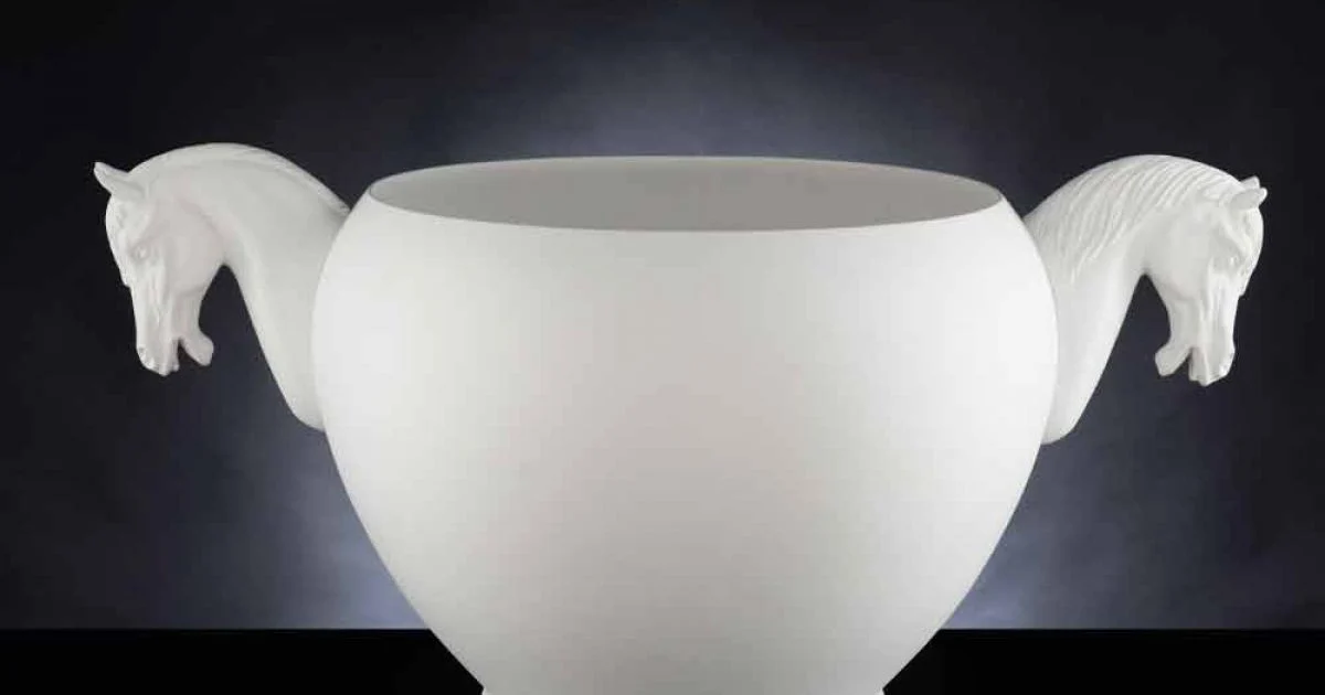 Vaso da Interno in Ceramica Bianca o Oro 24k Lavorata a Mano in Italia - Jacky
