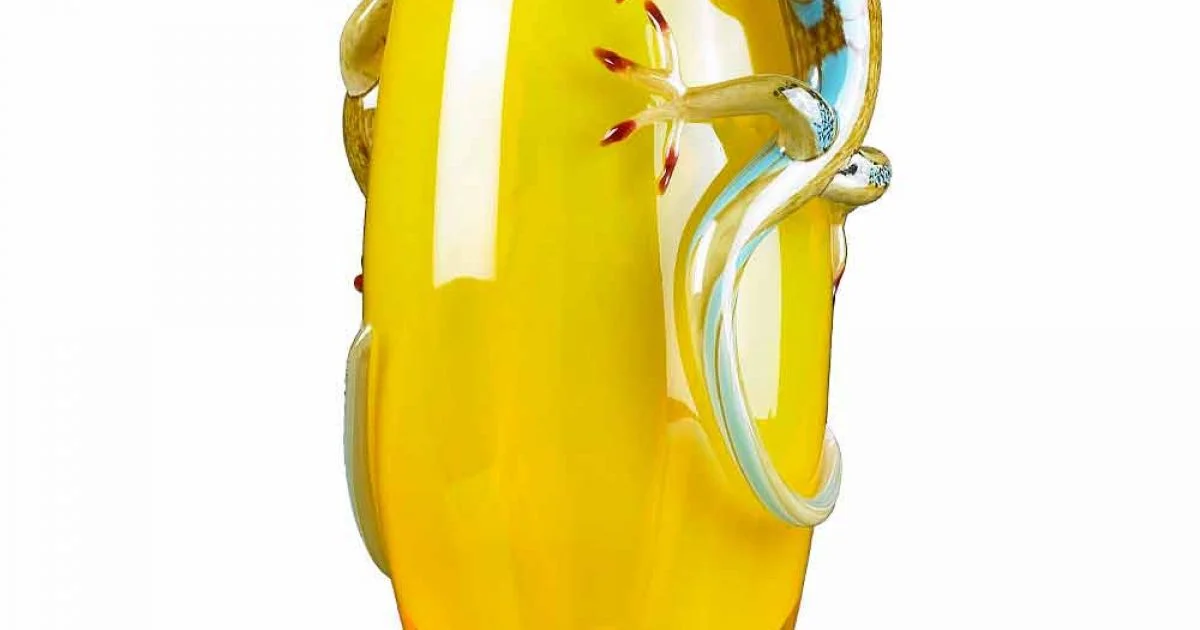 Vaso da Interno in Vetro Colorato con Gechi Fatto a Mano in Italia - Geco