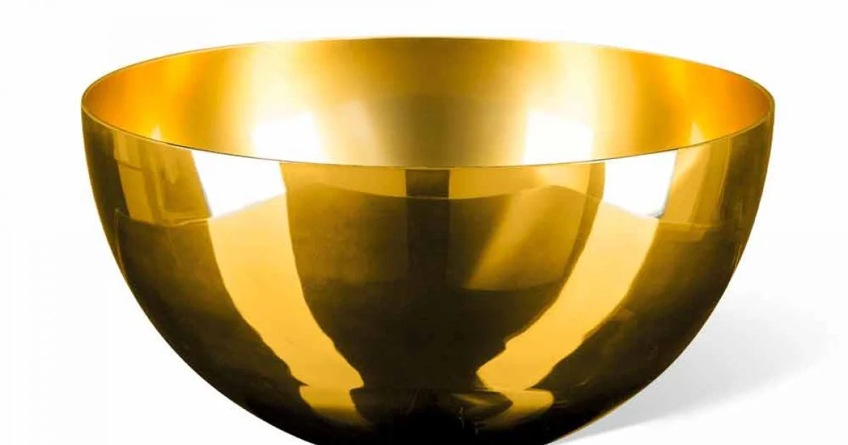 Vaso da Interno Tondo in Vetro Soffiato Finitura Oro 24k Made in Italy - Golden