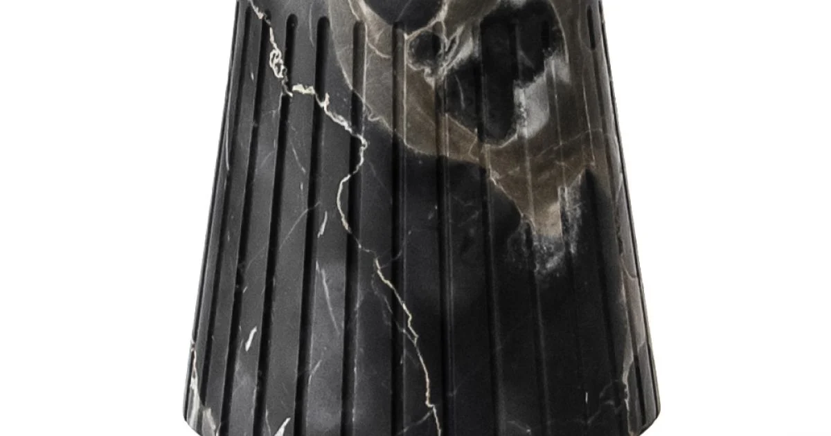Vaso Decorativo Basso in Marmo Portoro Design a Righe Made in Italy - Cairo