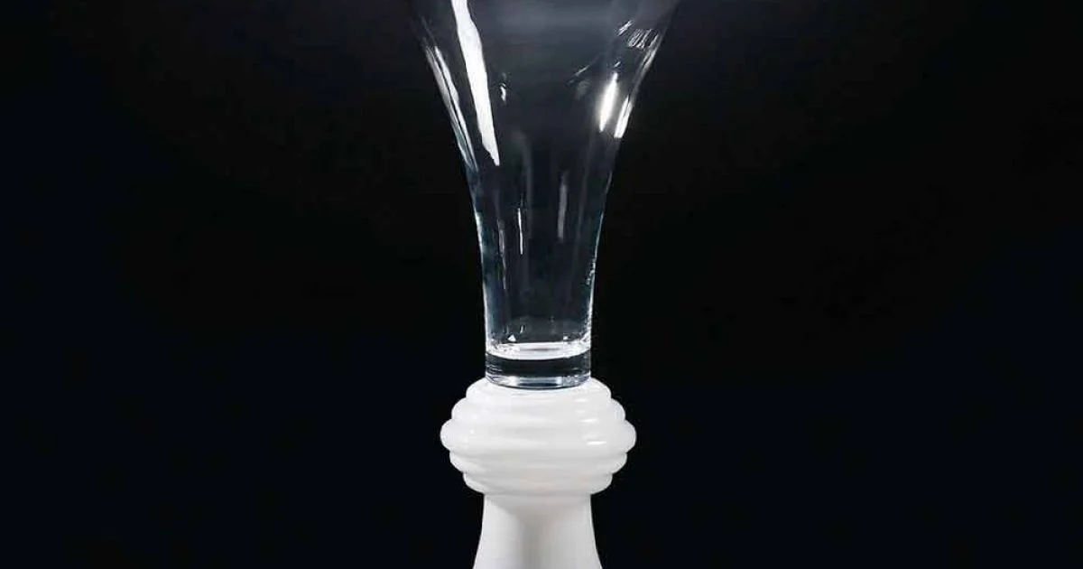 Vaso Decorativo da Interno in Vetro con Base Bianca Realizzato in Italia - Catia