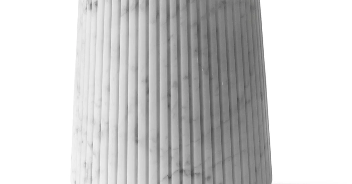 Vaso Decorativo in Marmo Bianco Carrara o Portoro Design a Righe - Cairo