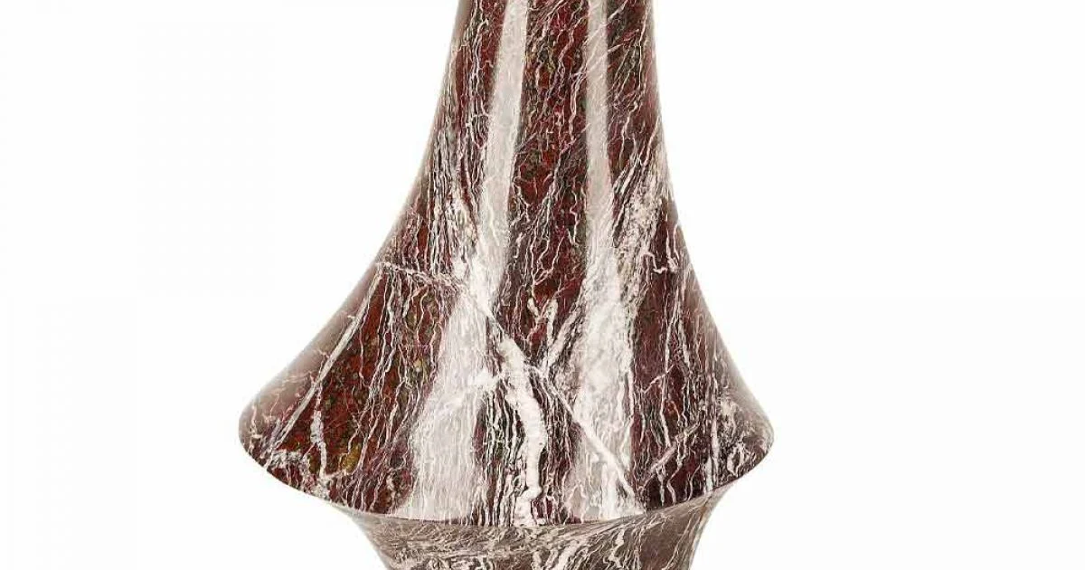 Vaso Decorativo in Marmo Rosso con Venature Bianche Made in Italy - Originale