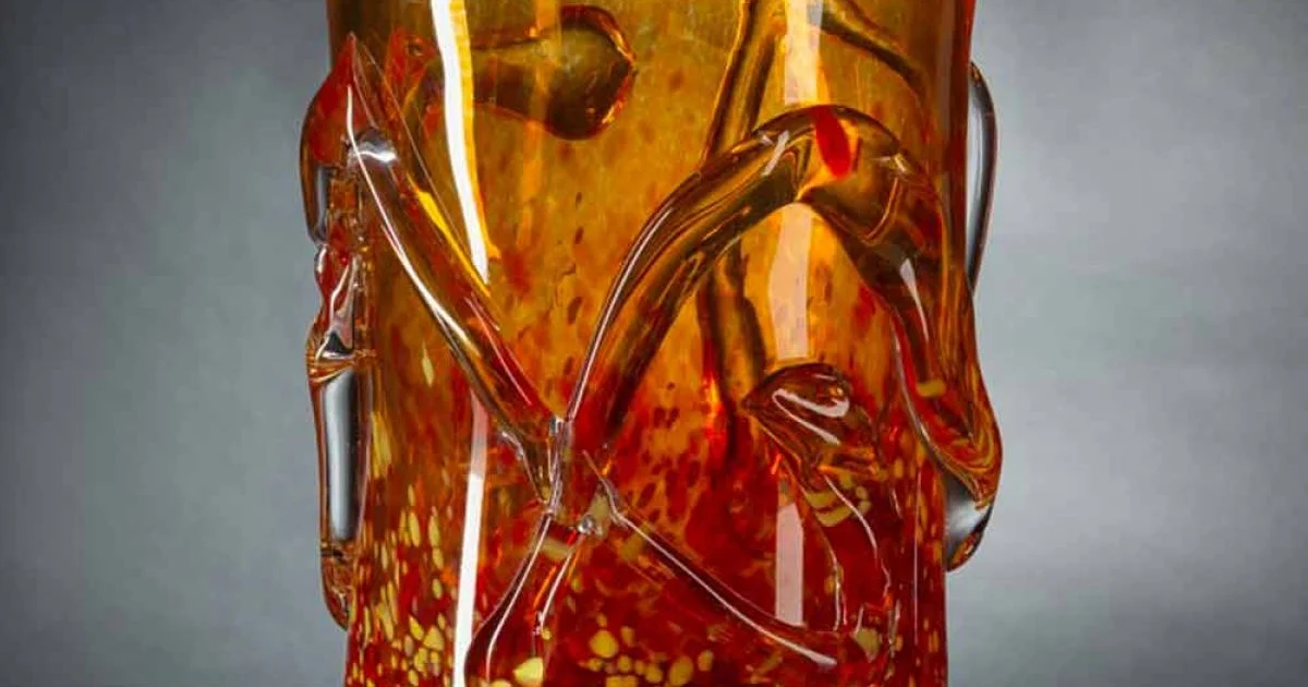 Vaso Decorativo in Vetro Soffiato di Murano Arancione Made in Italy - Mister