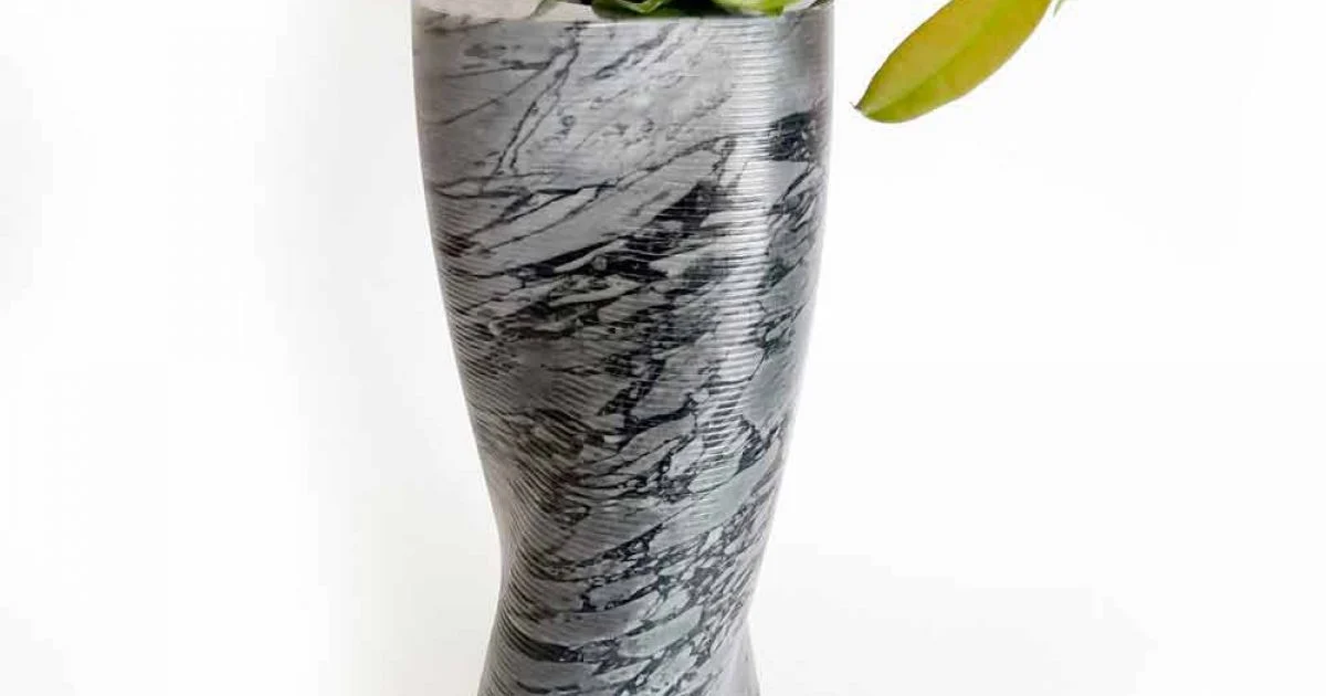 Vaso Decorativo Moderno in Marmo Bardiglio Fiorito Made in Italy - Dido