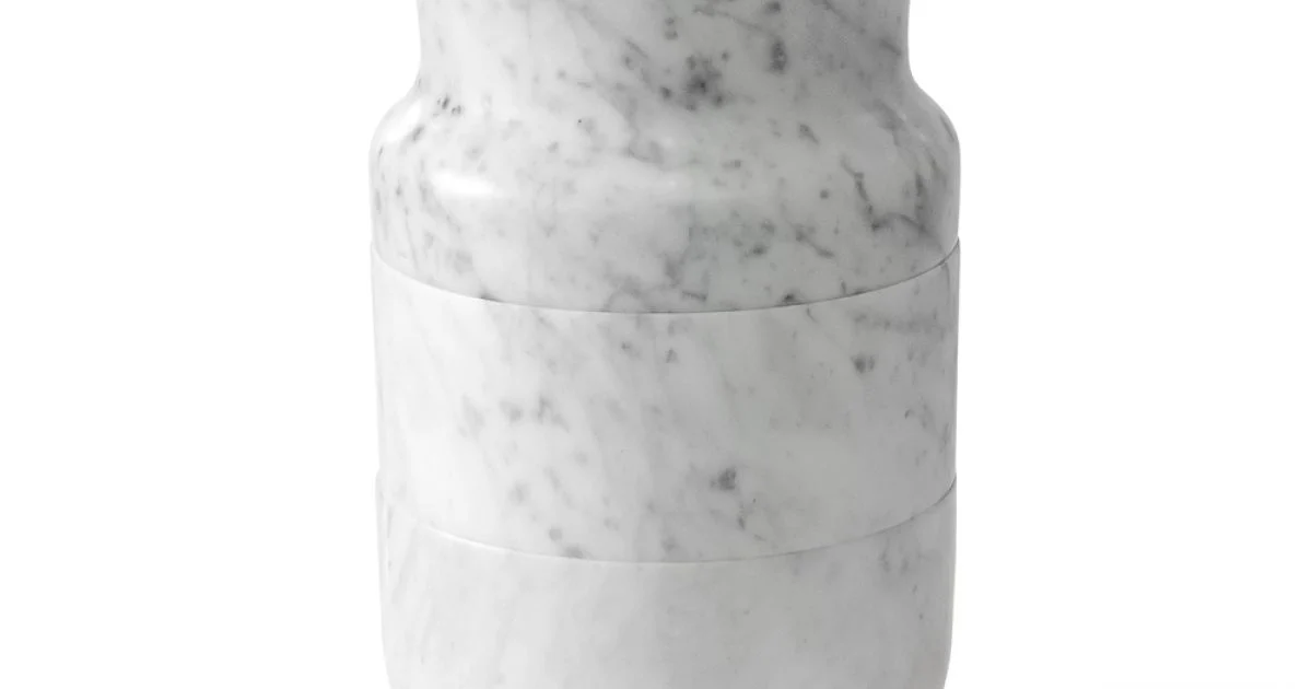 Vaso Decoro in Marmo Bianco di Carrara e Nero Marquinia Design - Calar
