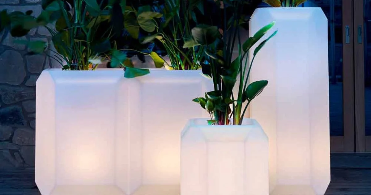 Vaso Luminoso in Plastica per Esterni o Interni, 3 Dimensioni, 2 pezzi - Gem by Myyour