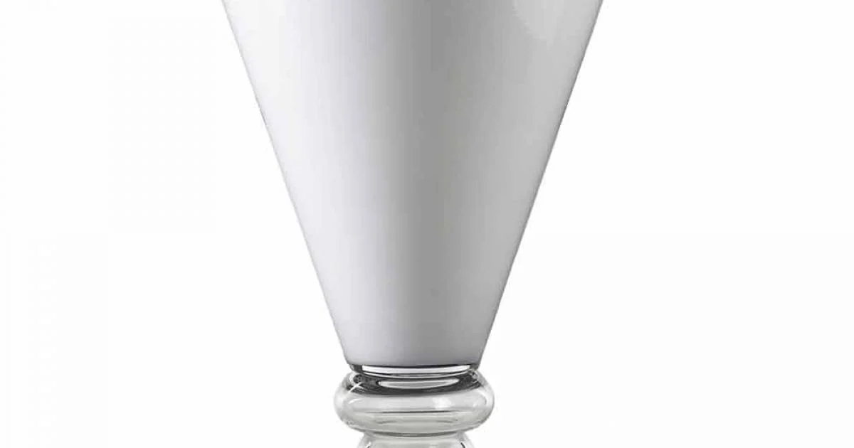 Vaso Moderno da Interno in Vetro Bianco e Trasparente Made in Italy - Romantica