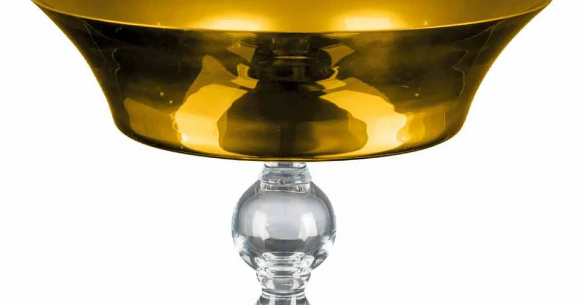 Vaso Ornamentale in Vetro Soffiato Oro e Trasparente Made in Italy - Delfino