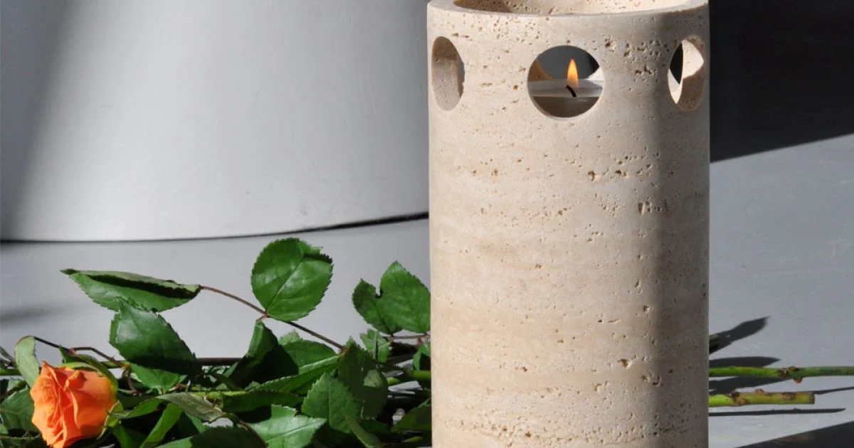 Vaso/Portacandele Cilindrico in Marmo Satinato Made in Italy - Shoyo