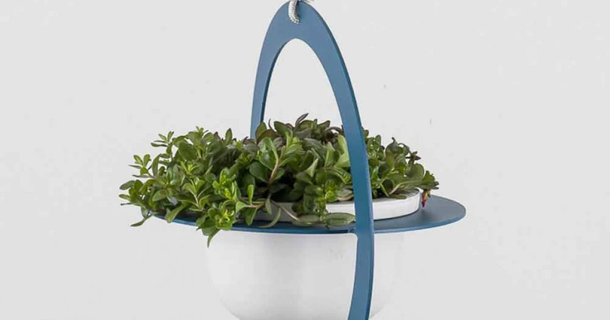 Vaso Portafiori a Sospensione in Acciaio e Ceramica Made in Italy - Leotta