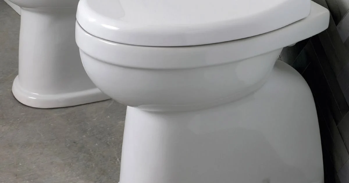 Vaso Wc a Terra in Ceramica con Sedile in Poliestere e Design Classico - Silice