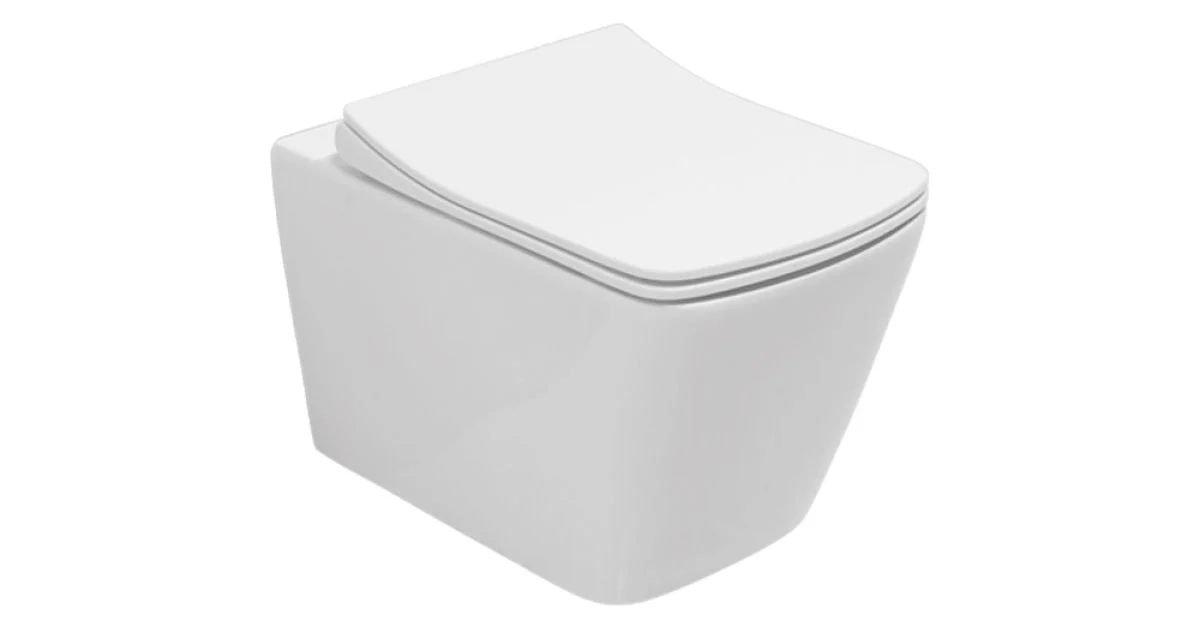 Vaso Wc Sospeso con Sedile Soft Close in Ceramica dal Design Moderno - Giunco