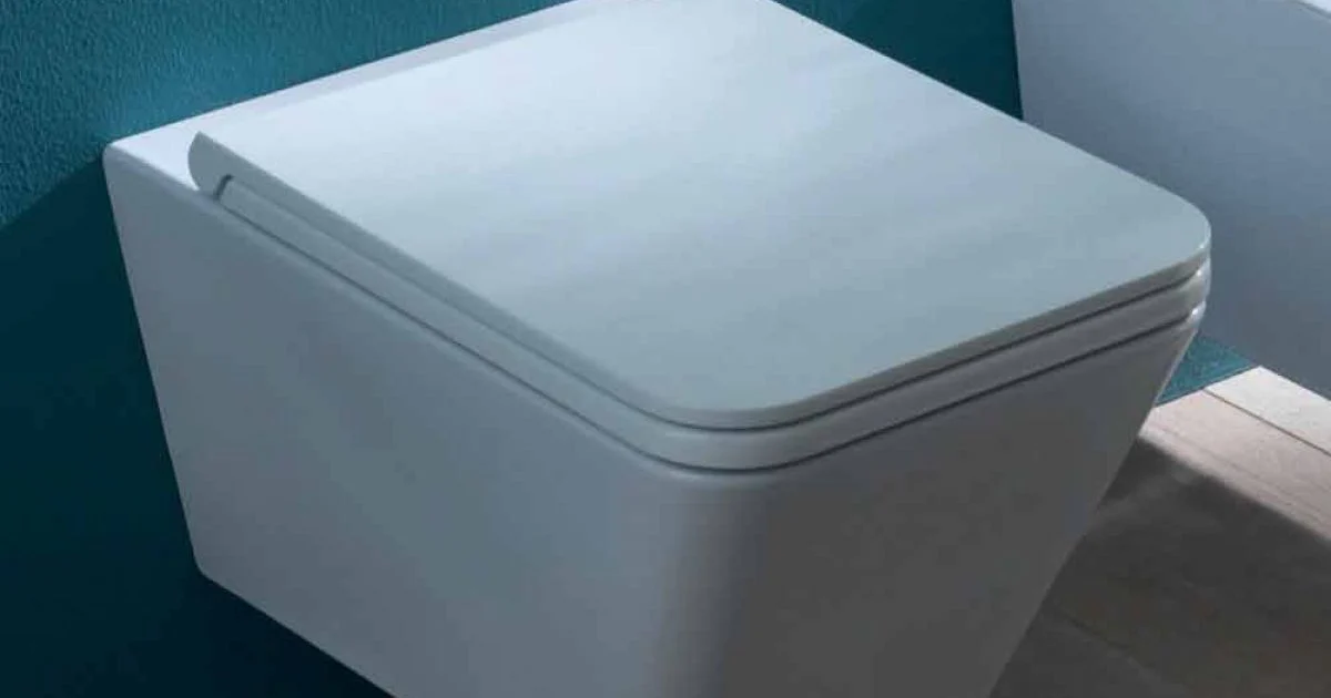 Vaso WC sospeso in ceramica, design moderno, Sun Square made in Italy