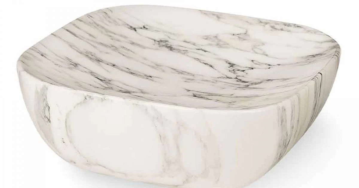 Vassoio di Design in Marmo Bianco di Carrara Arabescato Made in Italy - Roccia