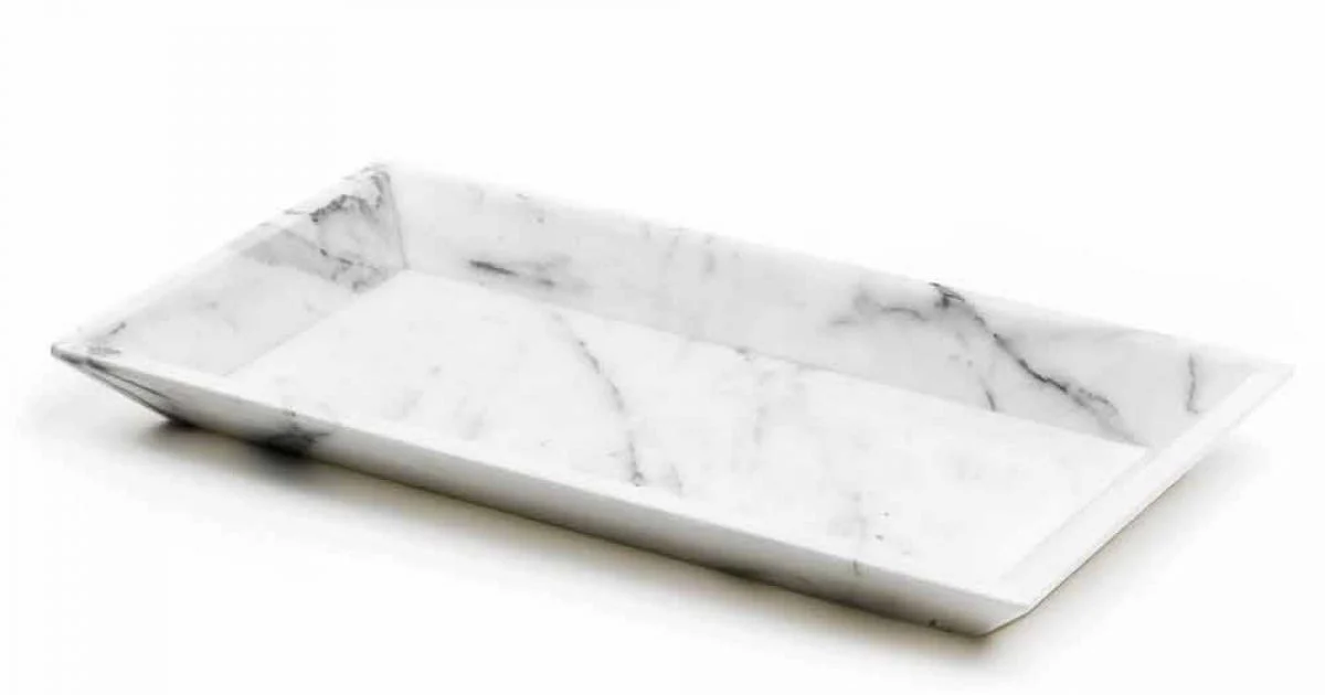 Vassoio Rettangolare in Marmo Bianco di Carrara Made in Italy - Vassili