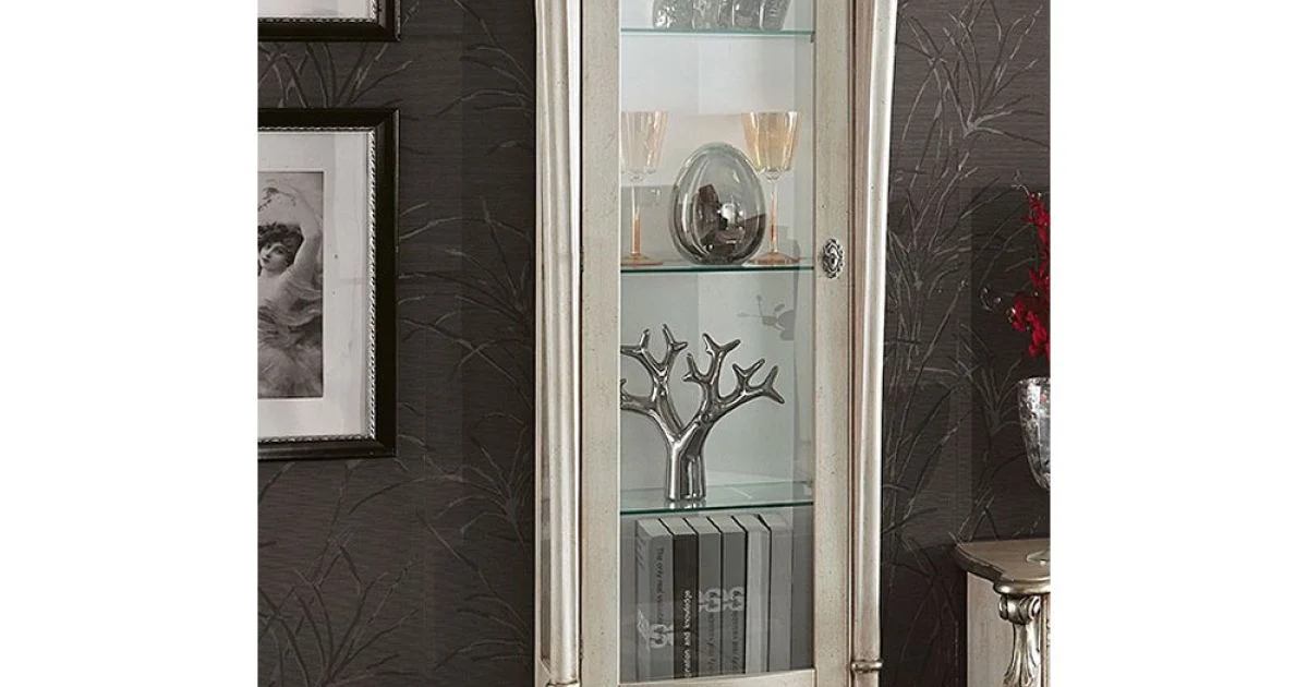Vetrina Classica con Anta in Legno Bianco o Noce Made in Italy - Caligola