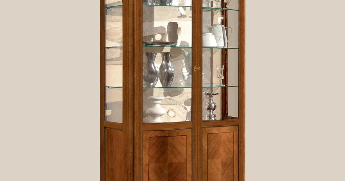 Vetrina Classica in Legno Noce Bassano Due Ante Made in Italy - Chantilly