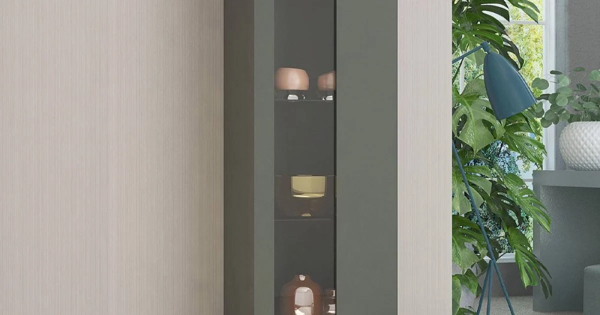 Vetrina da Salotto in Legno Bianco, Antracite o Cemento di Design - Suzana