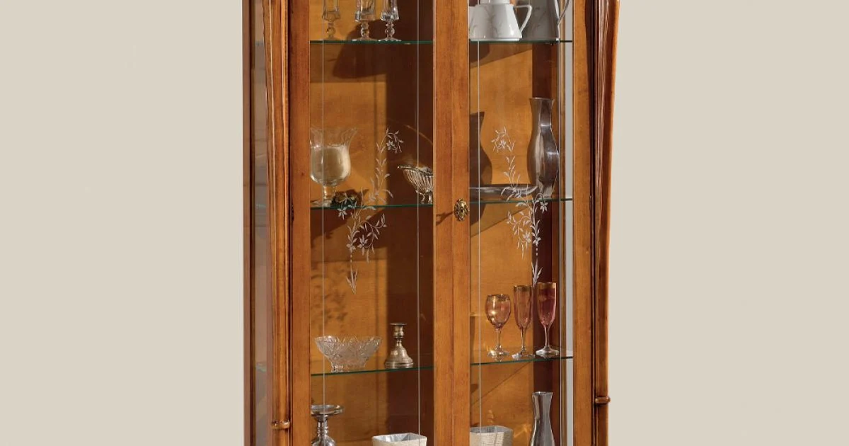 Vetrina da Soggiorno in Legno con 2 Ante Classica Made in Italy - Cambrige